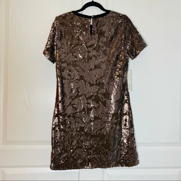 Anthropologie Sequin Mini Dress in Bronze - Picture 8 of 14